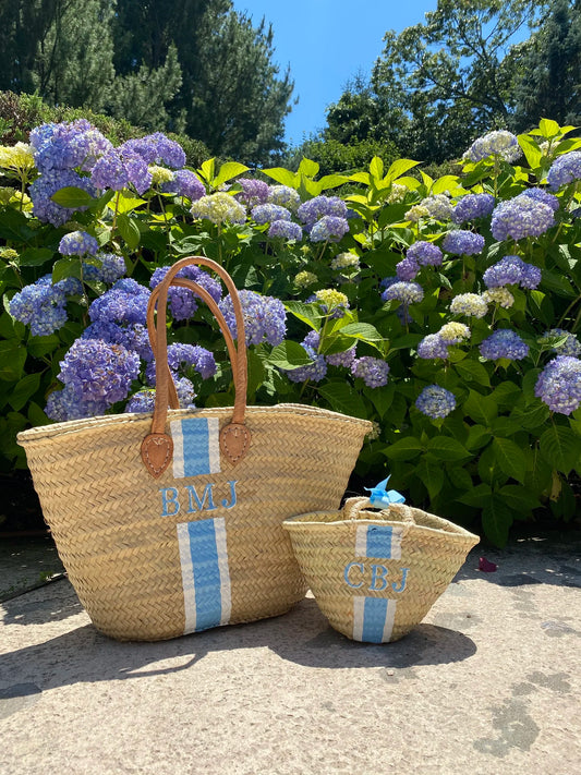 Side-by-side view of the large Brecky tote and the mini Quinn tote, showcasing the scale and size difference.